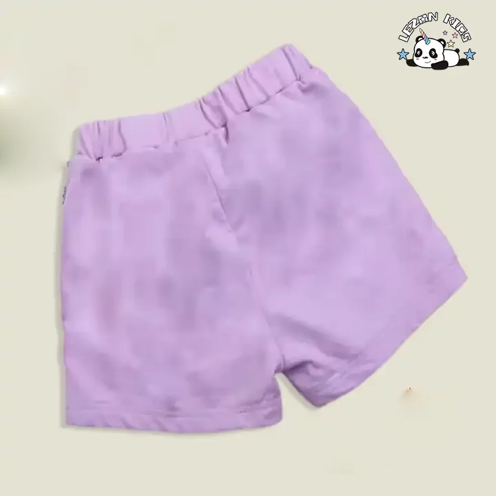 LEZONKIDS - Conjuntos de Roupas de Meninas com Shorts de Algodão Estampado com Letras de Manga Curta e Lantejoulas Roxas da Fábrica Profissional